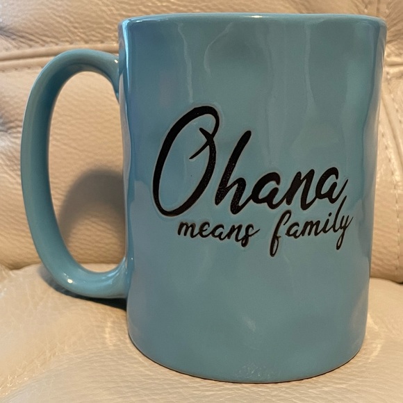 Ohana Mug Lilo & Stitch Handmade Style Mug NWT Blue Family Disney Animation - Picture 4 of 9